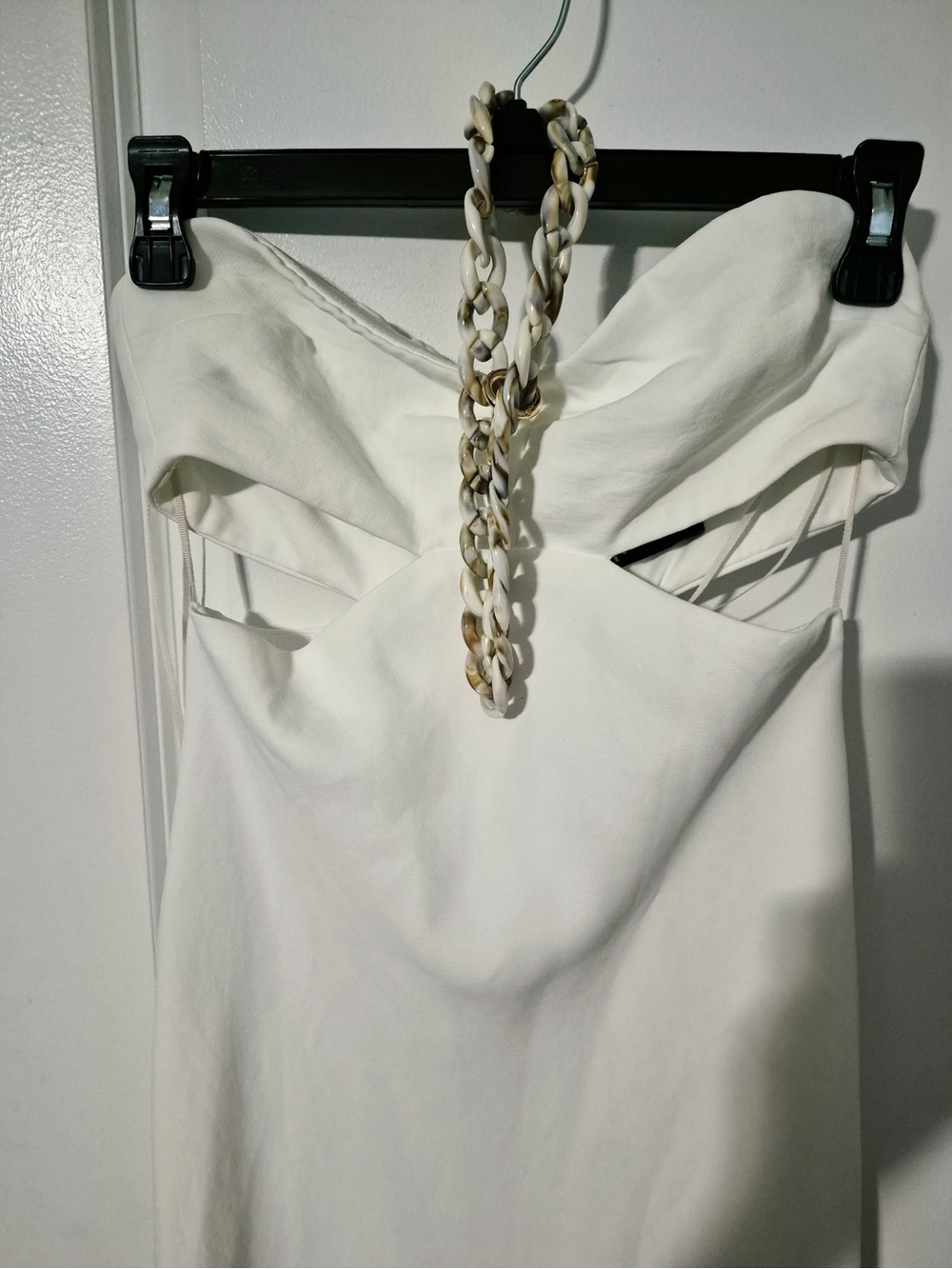 Zara Strapless Chain Cut Out Long Bodycon Dress White Sleeveless size S - Picture 4 of 5